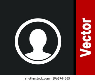 White Create account screen icon isolated on black background.  Vector