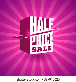 white creative 3d vector text of selling lower charge offer on color shining bright radial radiation background texture colour commercial pink background scene new huge orange mark partnership blazing