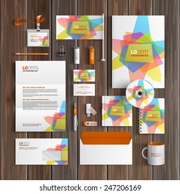 White creative corporate identity template design with art color elements. Business stationery