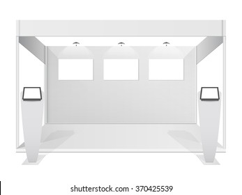 White creative exhibition stand design. Booth template. Corporate identity vector