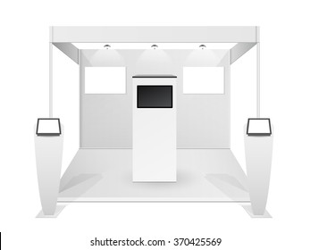 White creative exhibition stand design. Booth template. Corporate identity vector