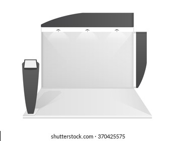 White creative exhibition stand design. Booth template. Corporate identity vector