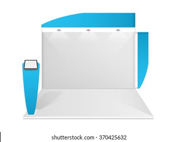 White creative exhibition stand design. Booth template. Corporate identity vector