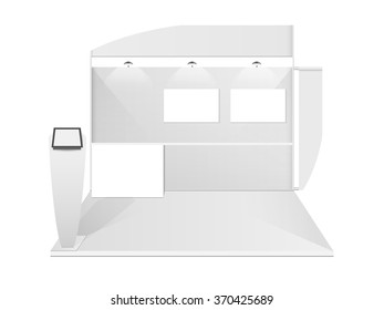 White creative exhibition stand design. Booth template. Corporate identity vector