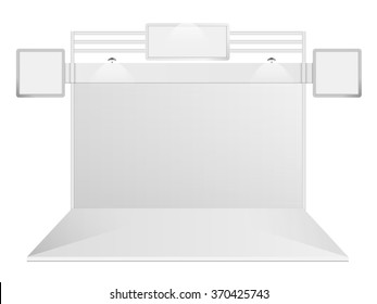 White creative exhibition stand design. Booth template. Corporate identity vector