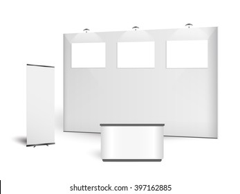 Diseño del stand de exhibición creativa en blanco. Plantilla de cuadro. vector de identidad corporativa
