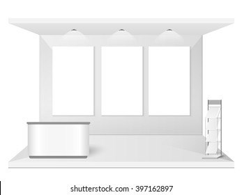 White creative exhibition stand design. Booth template. Corporate identity vector