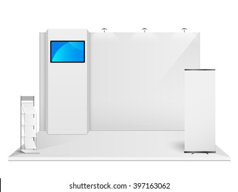 Diseño del stand de exhibición creativa en blanco. Plantilla de cuadro. vector de identidad corporativa