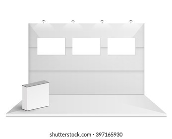 White creative exhibition stand design. Booth template. Corporate identity vector