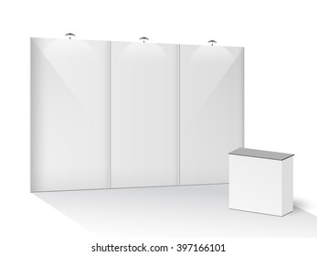 White creative exhibition stand design. Booth template. Corporate identity vector