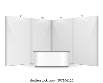 White creative exhibition stand design. Booth template. Corporate identity vector