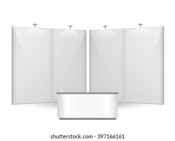 White creative exhibition stand design. Booth template. Corporate identity vector