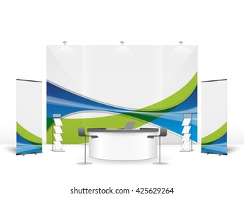 White creative exhibition stand design. Booth template. Corporate identity vector.