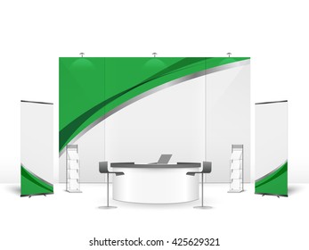 White creative exhibition stand design. Booth template. Corporate identity vector.