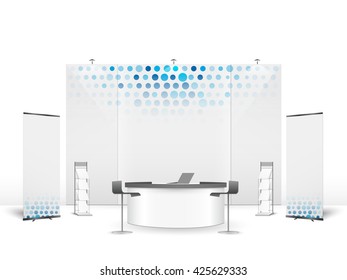 White creative exhibition stand design. Booth template. Corporate identity vector.