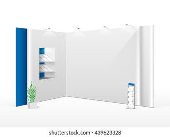 White creative exhibition stand design. Booth template. Corporate identity vector