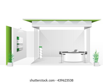White creative exhibition stand design. Booth template. Corporate identity vector