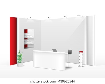 White creative exhibition stand design. Booth template. Corporate identity vector