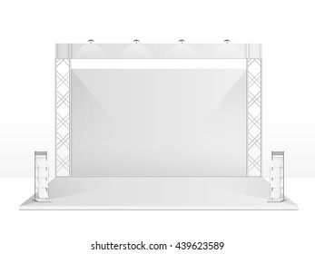 White creative exhibition stand design. Booth template. Corporate identity vector