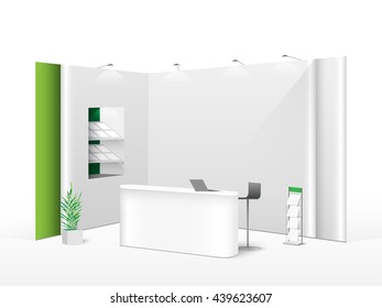 White Creative Exhibition Stand Design. Booth Template. Corporate Identity Vector