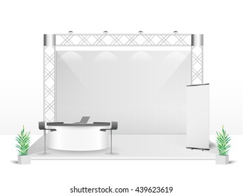 White creative exhibition stand design. Booth template. Corporate identity vector