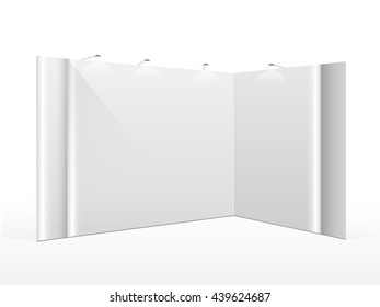 White creative exhibition stand design. Booth template. Corporate identity vector.