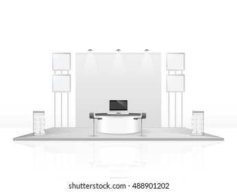 White creative exhibition stand design. Booth template. Corporate identity vector.