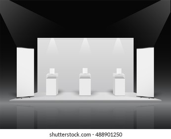 White creative exhibition stand design. Booth template. Corporate identity vector.