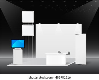 White creative exhibition stand design. Booth template. Corporate identity vector.