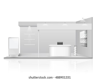 White creative exhibition stand design. Booth template. Corporate identity vector.