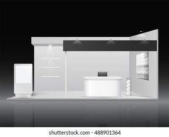 White creative exhibition stand design. Booth template. Corporate identity vector.