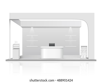 White creative exhibition stand design. Booth template. Corporate identity vector.