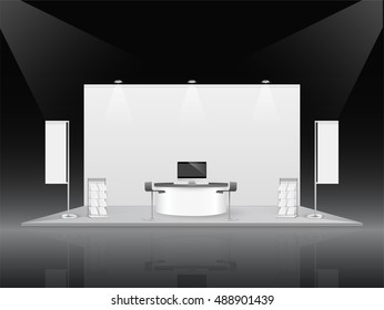 White creative exhibition stand design. Booth template. Corporate identity vector.