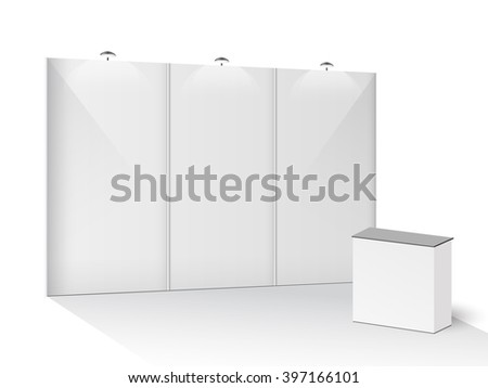 White creative exhibition stand design. Booth template. Corporate identity vector