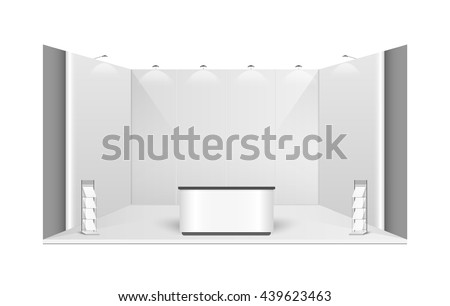 White creative exhibition stand design. Booth template. Corporate identity vector