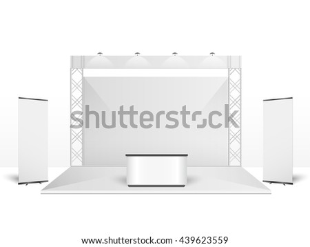 White creative exhibition stand design. Booth template. Corporate identity vector