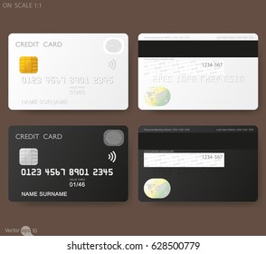 White credit card template with fingerprint authentication