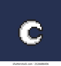 white crescent moon in pixel style