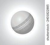 White Cricket Ball on gradient Background Vector. 3d white cricket ball vector.