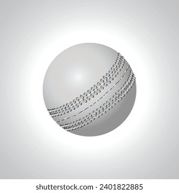 White Cricket Ball on gradient Background Vector. 3d white cricket ball vector.