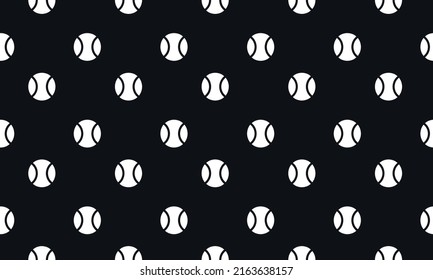 White Cricket Balls Seamless Pattern with Black Background. 