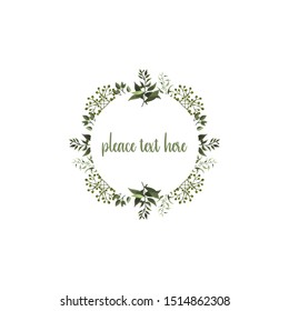 White Cricle Frame With Green Leaves Vector