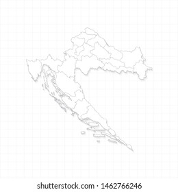 White Croatia map and grid vector. Thin gray outline on white background. EPS10.
