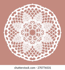 White crochet doily. Vector illustration. May be used for digital scrapbooking.