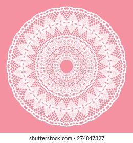 White crochet doily. Vector illustration. May be used for digital scrapbooking.