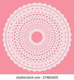 White crochet doily. Vector illustration. May be used for digital scrapbooking.