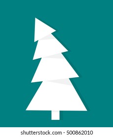 White Crooked Christmas Tree. Vector Illustration