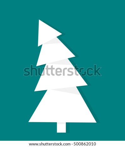 White crooked Christmas tree. Vector illustration