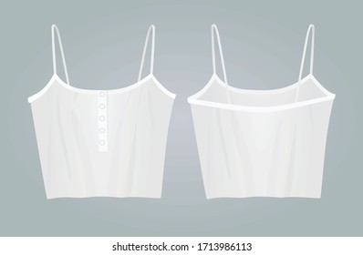 White crop sleeveless t shirt. vector illustration