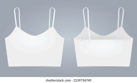 White crop sleeveless t shirt. vector illustration